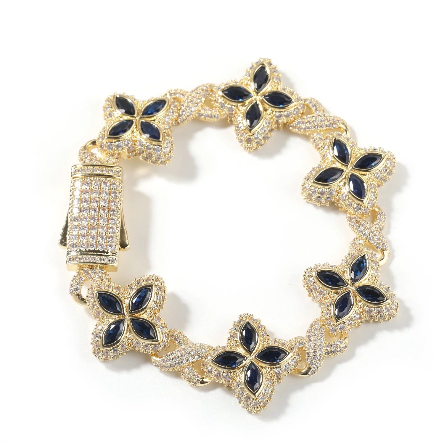 Pulsera Cuban Chain Trébol CZ – Chapada en Oro Real | Hip Hop Mujer
