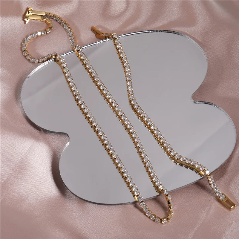 Collar Tennis Zirconia Pavé – Acero Inoxidable Chapado en Oro 18K | Lujo Waterproof