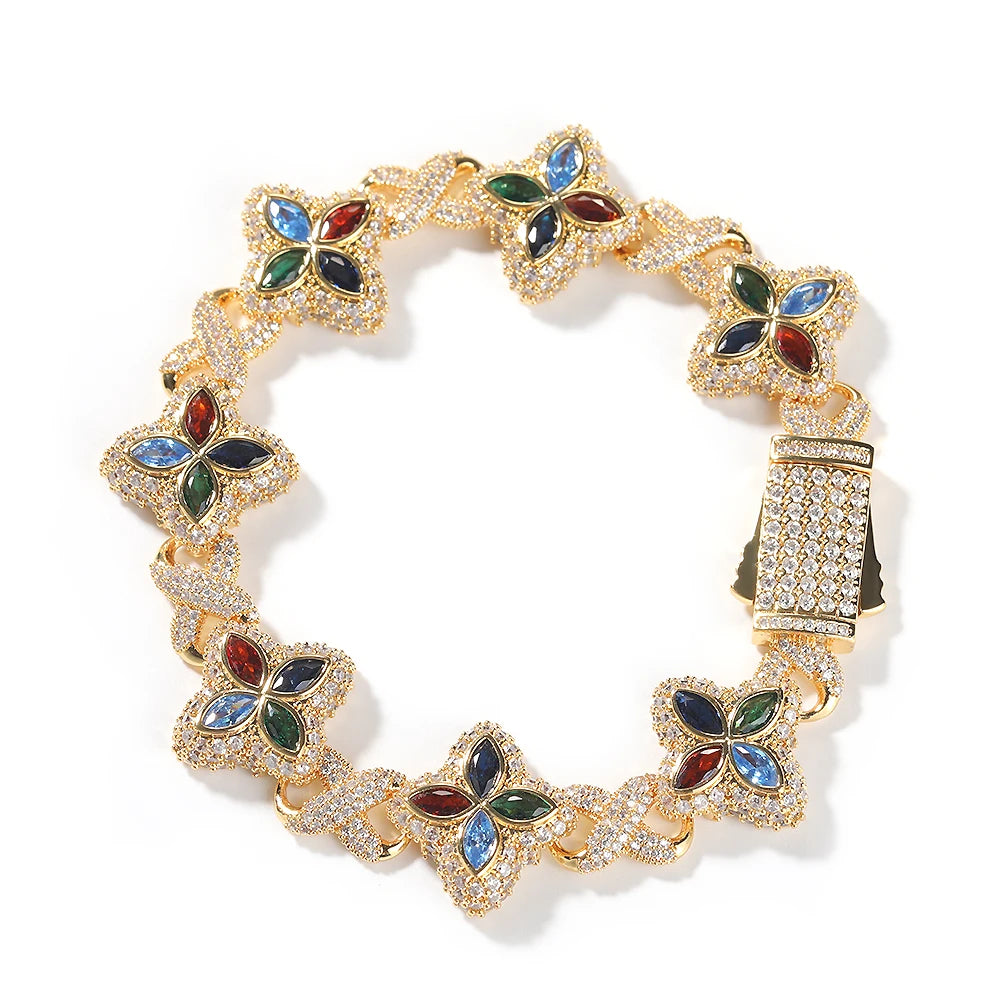 Pulsera Cuban Chain Trébol CZ – Chapada en Oro Real | Hip Hop Mujer