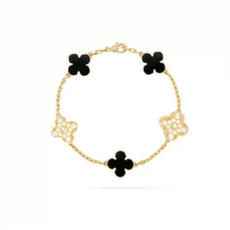 Pulsera Trébol Cuatro Hojas – Plata S925 Chapada en Oro 18K | Lujo Mujer