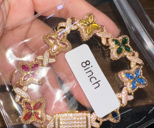 Pulsera Cuban Chain Trébol CZ – Chapada en Oro Real | Hip Hop Mujer