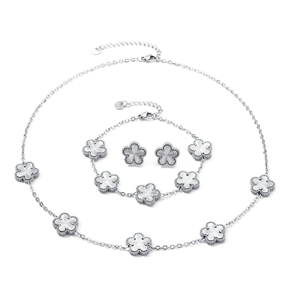 Collar Cinco Hojas Trébol – Acero Inoxidable Chapado en Oro 18K | Mujer