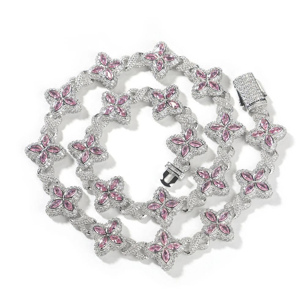 Pulsera Cuban Chain Trébol CZ – Chapada en Oro Real | Hip Hop Mujer