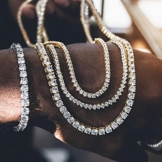 Collar Tennis Chain Hip Hop – Zirconia Diamante Chapado en Oro 18K
