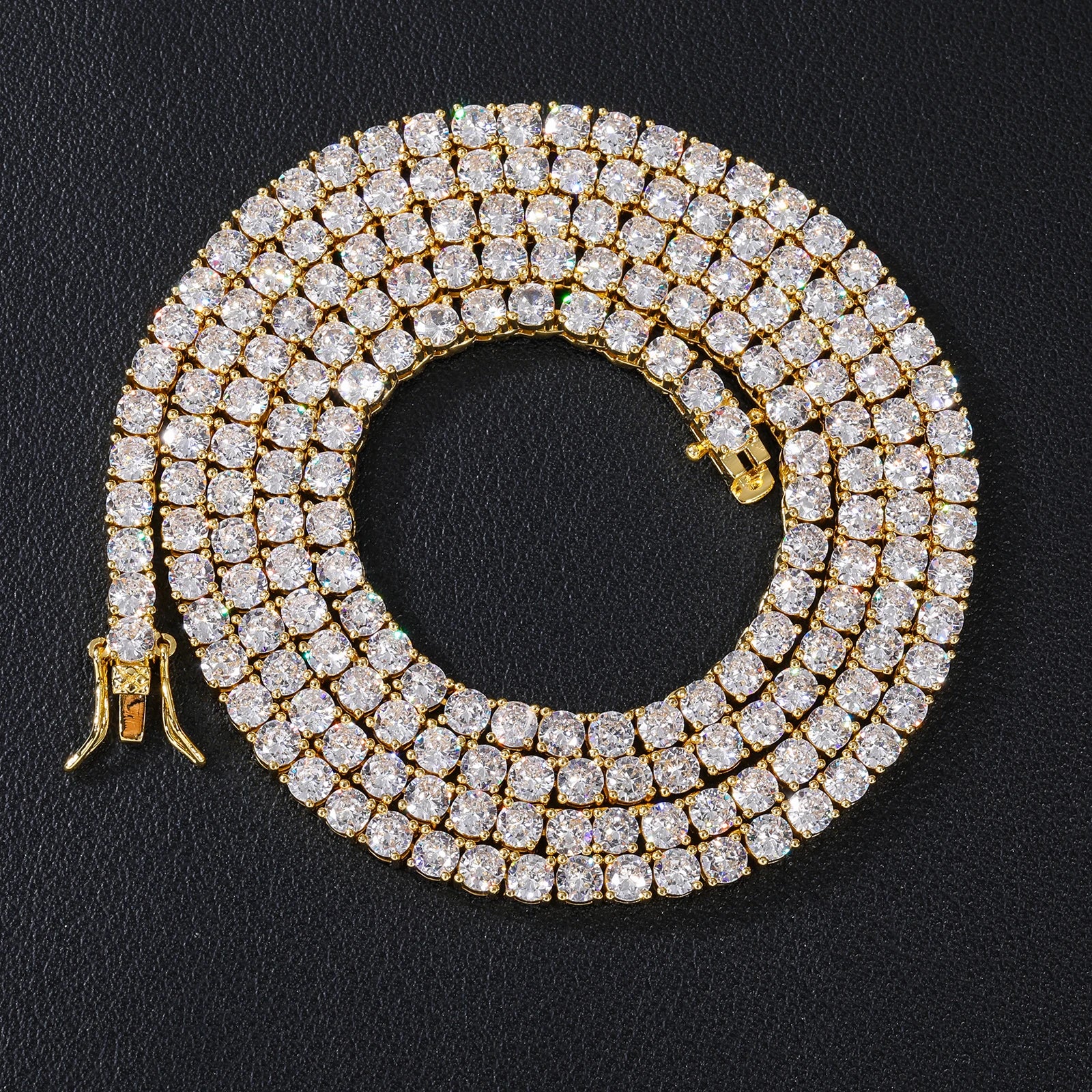 Collar Tennis Chain Hip Hop – Zirconia Diamante Chapado en Oro 18K