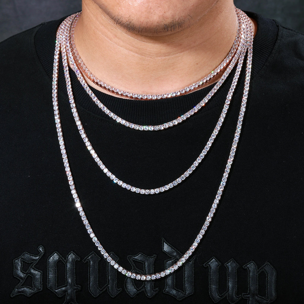 Collar Tennis Chain Hip Hop – Zirconia Diamante Chapado en Oro 18K