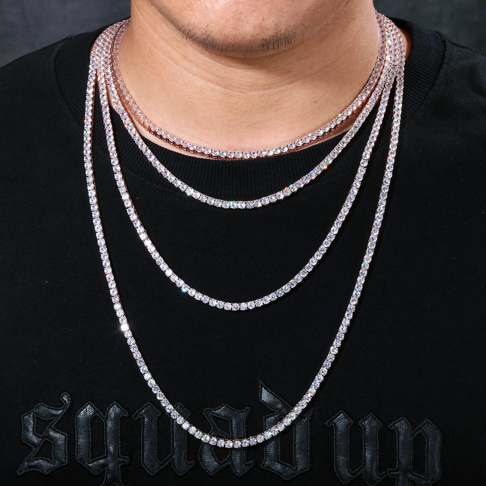 Collar Tennis Chain Hip Hop – Zirconia Diamante Chapado en Oro 18K