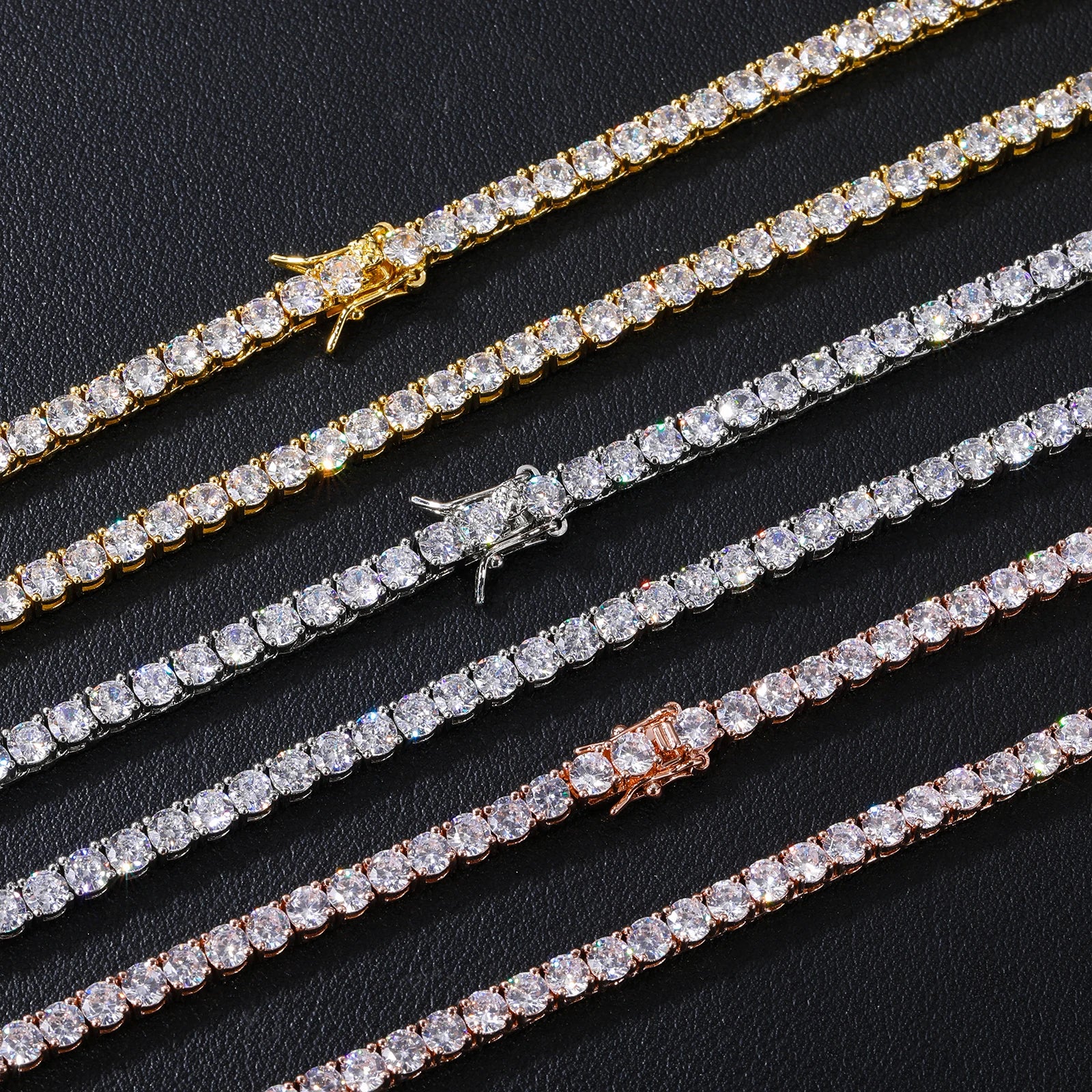 Collar Tennis Chain Hip Hop – Zirconia Diamante Chapado en Oro 18K