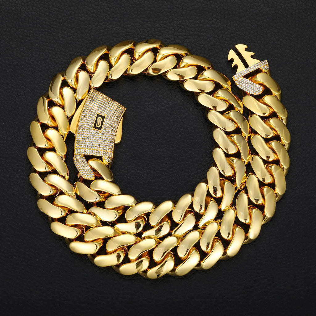 Set Miami Cuban Link – Collar y Pulsera Chapados en Oro 14K-18K | Hip Hop Lujo