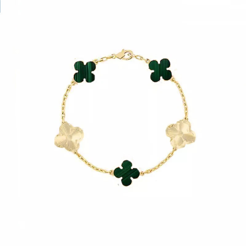 Pulsera Trébol Cuatro Hojas – Plata S925 Chapada en Oro 18K | Lujo Mujer