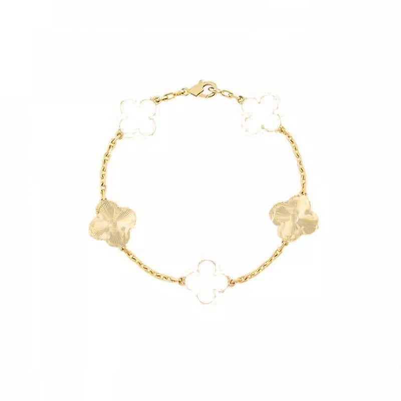 Pulsera Trébol Cuatro Hojas – Plata S925 Chapada en Oro 18K | Lujo Mujer