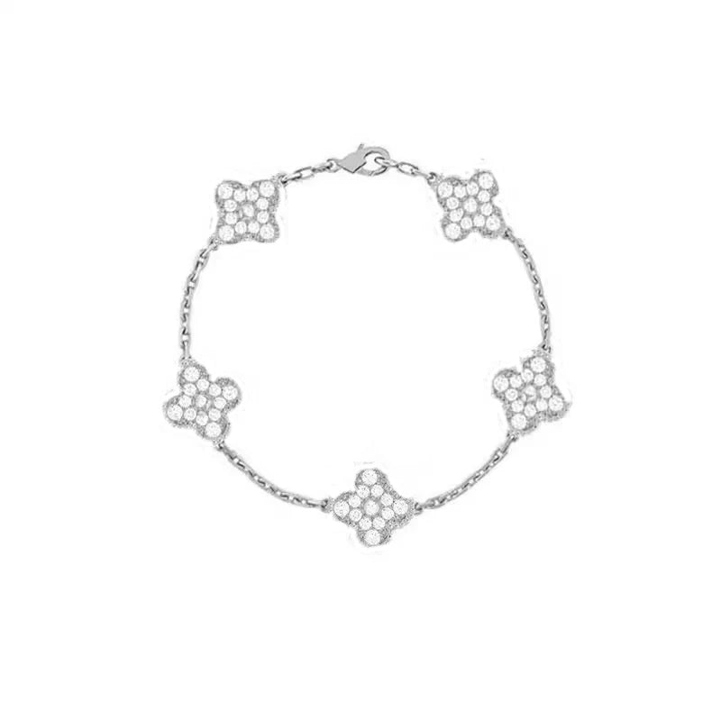 Pulsera Trébol Cuatro Hojas – Plata S925 Chapada en Oro 18K | Lujo Mujer