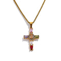 Collar Cruz Zirconia Cúbica – Acero Inoxidable Chapado en Oro | Lujo Delicado