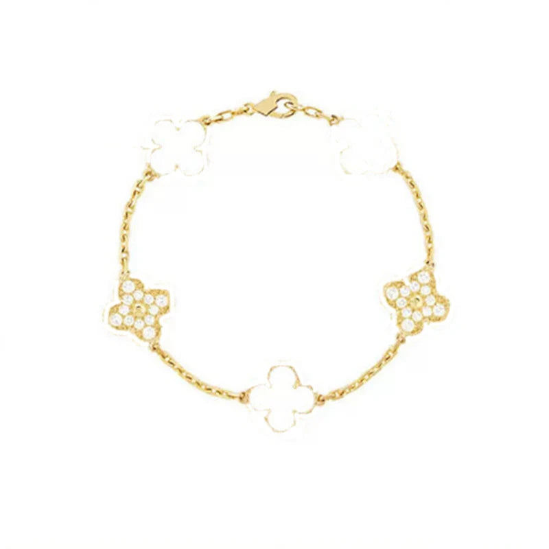 Pulsera Trébol Cuatro Hojas – Plata S925 Chapada en Oro 18K | Lujo Mujer