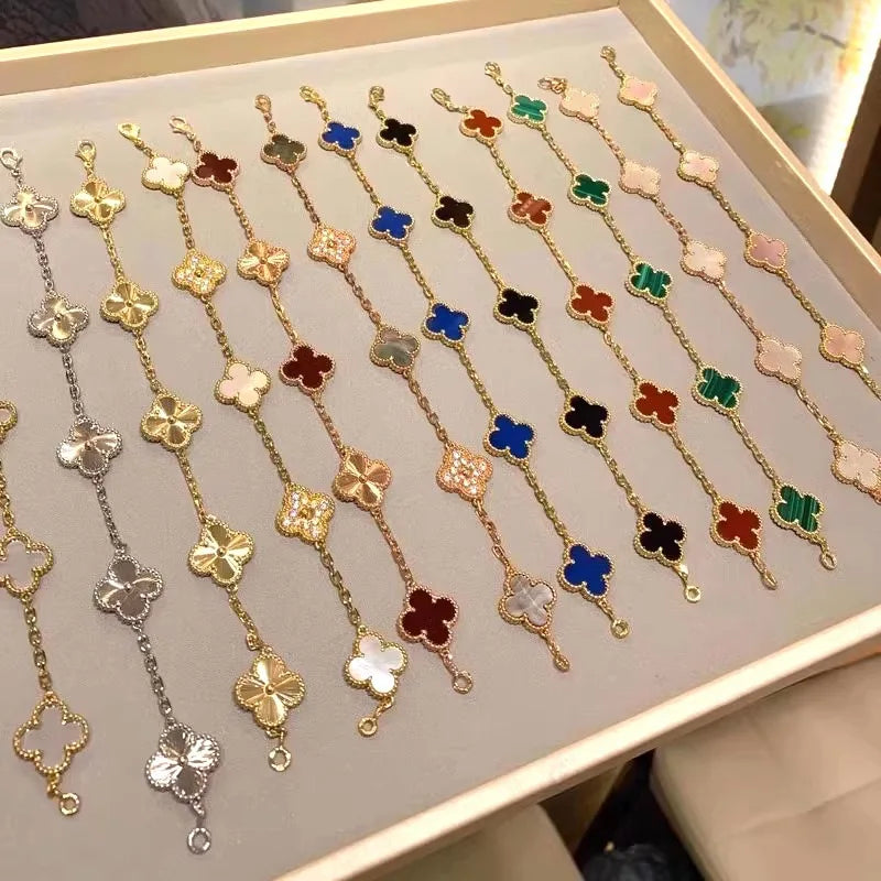 Pulsera Trébol Cuatro Hojas – Plata S925 Chapada en Oro 18K | Lujo Mujer
