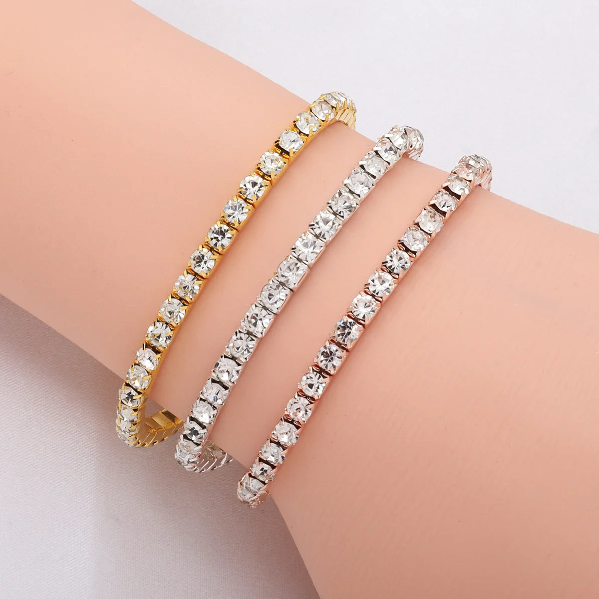 Pulsera Tennis Elástica Zircon Full Rhinestone – Ajustable | Moda Mujer