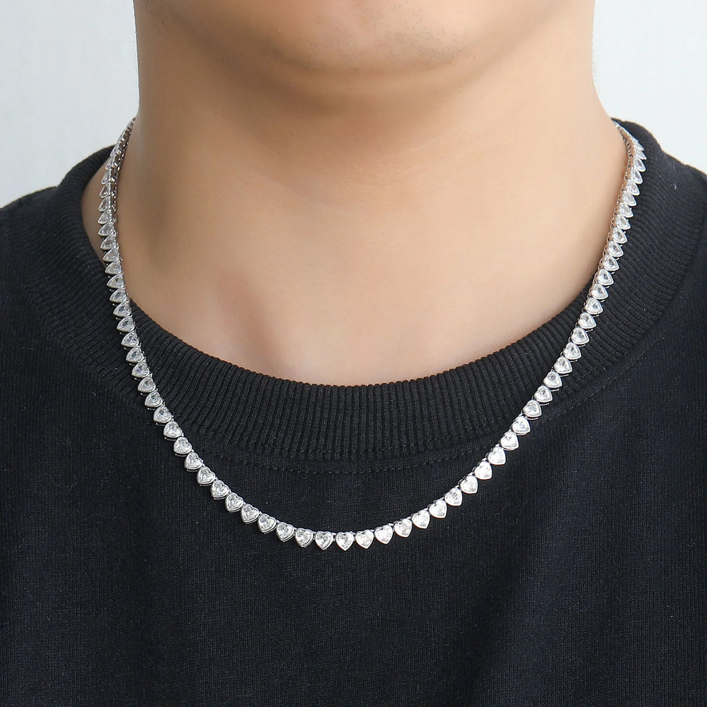 Collar Tennis Chain Corazón Zirconia – Chapado en Oro | Hip Hop Femenino