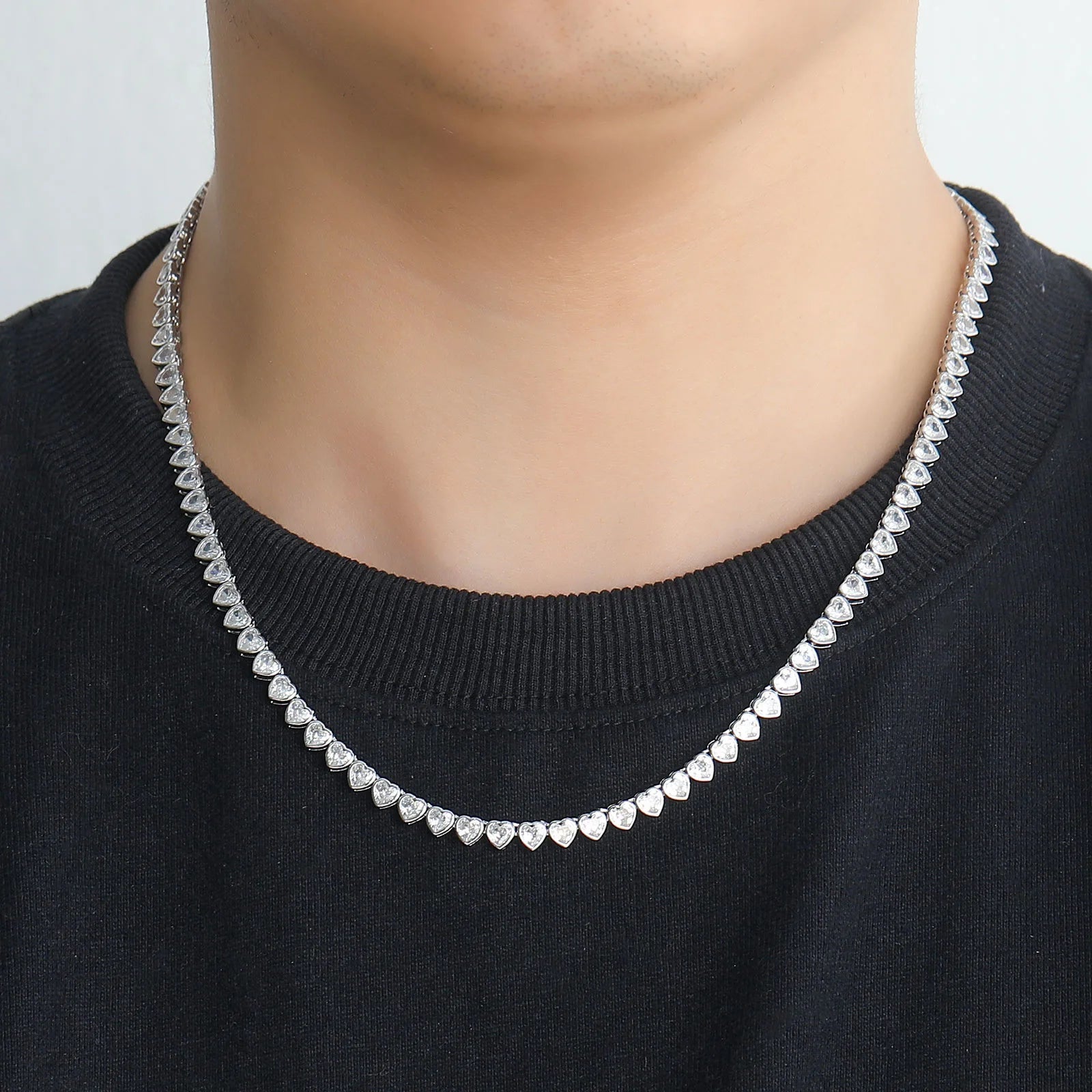 Collar Tennis Chain Corazón Zirconia – Chapado en Oro | Hip Hop Femenino