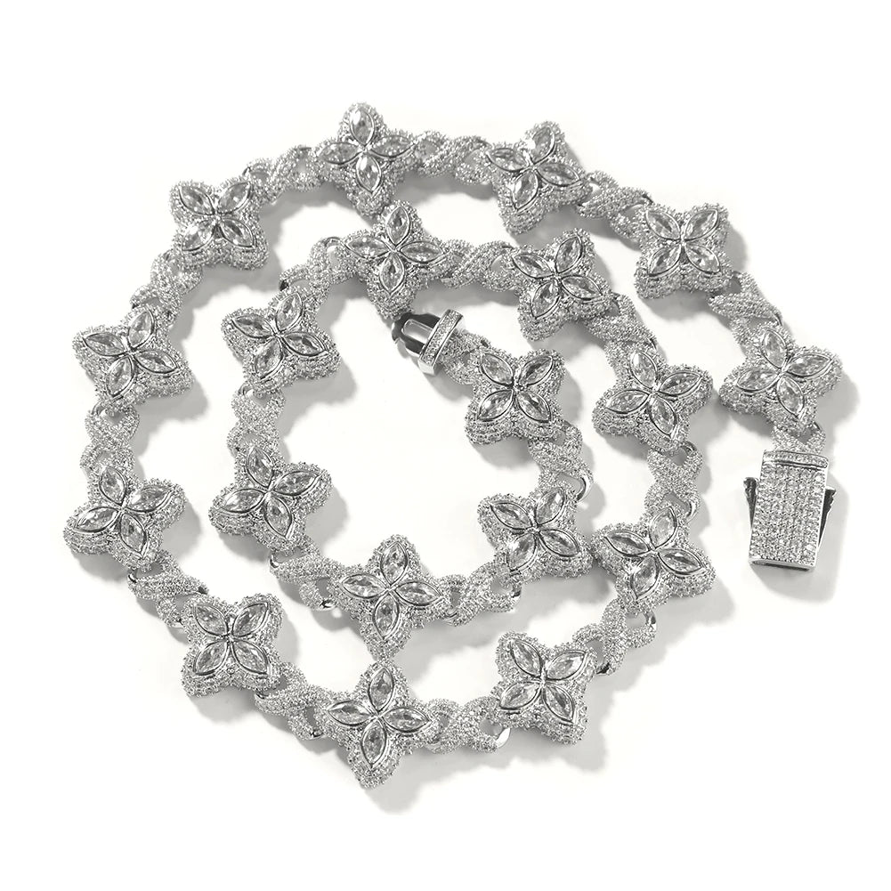 Pulsera Cuban Chain Trébol CZ – Chapada en Oro Real | Hip Hop Mujer