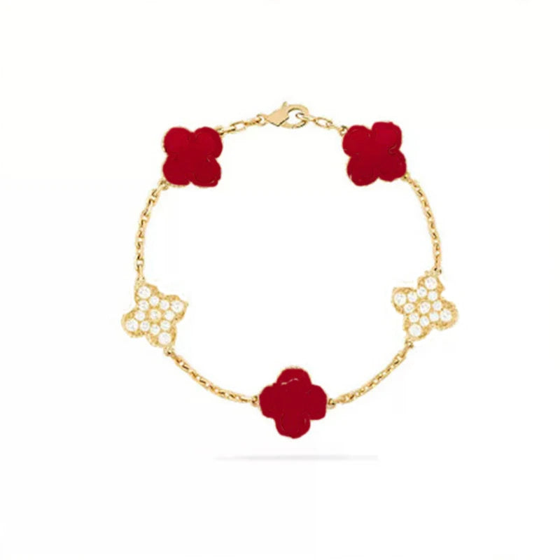 Pulsera Trébol Cuatro Hojas – Plata S925 Chapada en Oro 18K | Lujo Mujer