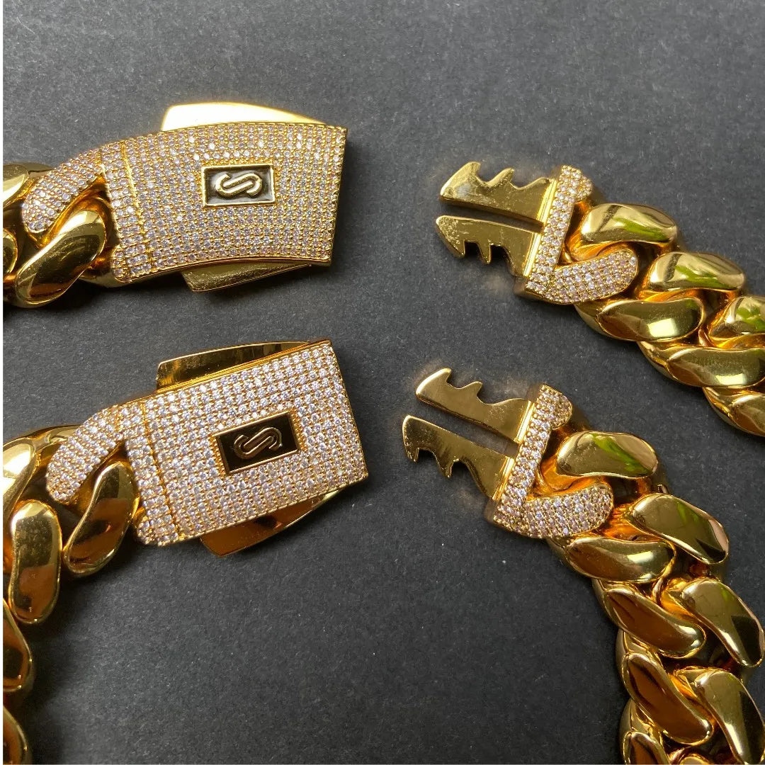 Set Miami Cuban Link – Collar y Pulsera Chapados en Oro 14K-18K | Hip Hop Lujo