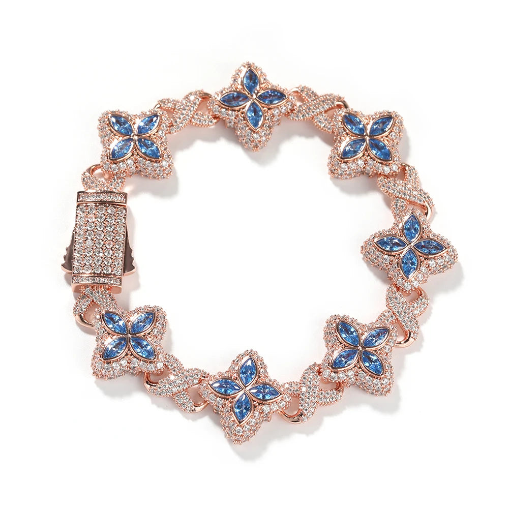 Pulsera Cuban Chain Trébol CZ – Chapada en Oro Real | Hip Hop Mujer