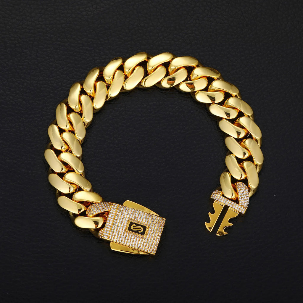 Set Miami Cuban Link – Collar y Pulsera Chapados en Oro 14K-18K | Hip Hop Lujo