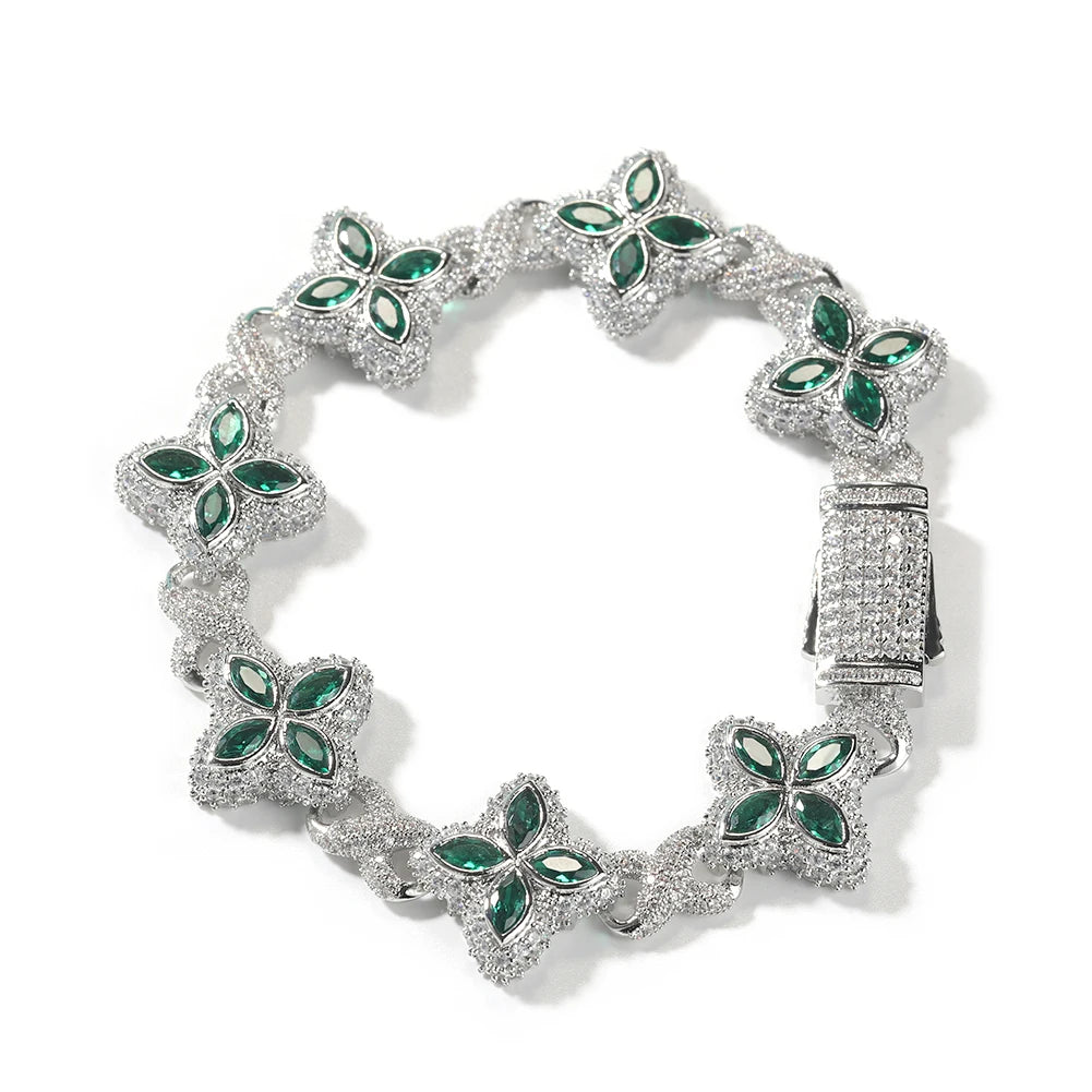 Pulsera Cuban Chain Trébol CZ – Chapada en Oro Real | Hip Hop Mujer