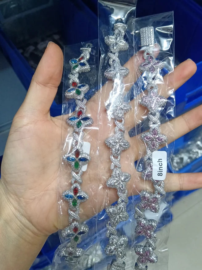 Pulsera Cuban Chain Trébol CZ – Chapada en Oro Real | Hip Hop Mujer