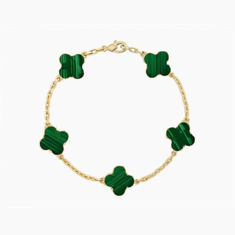 Pulsera Trébol Cuatro Hojas – Plata S925 Chapada en Oro 18K | Lujo Mujer