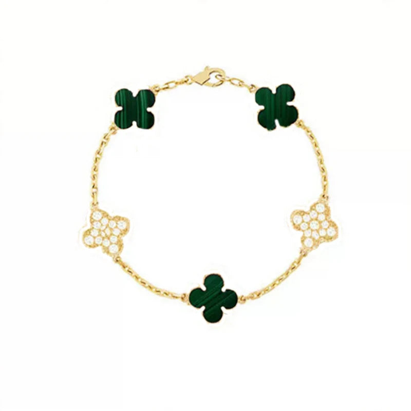 Pulsera Trébol Cuatro Hojas – Plata S925 Chapada en Oro 18K | Lujo Mujer