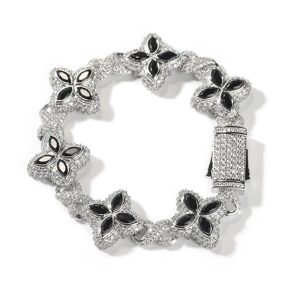 Pulsera Cuban Chain Trébol CZ – Chapada en Oro Real | Hip Hop Mujer