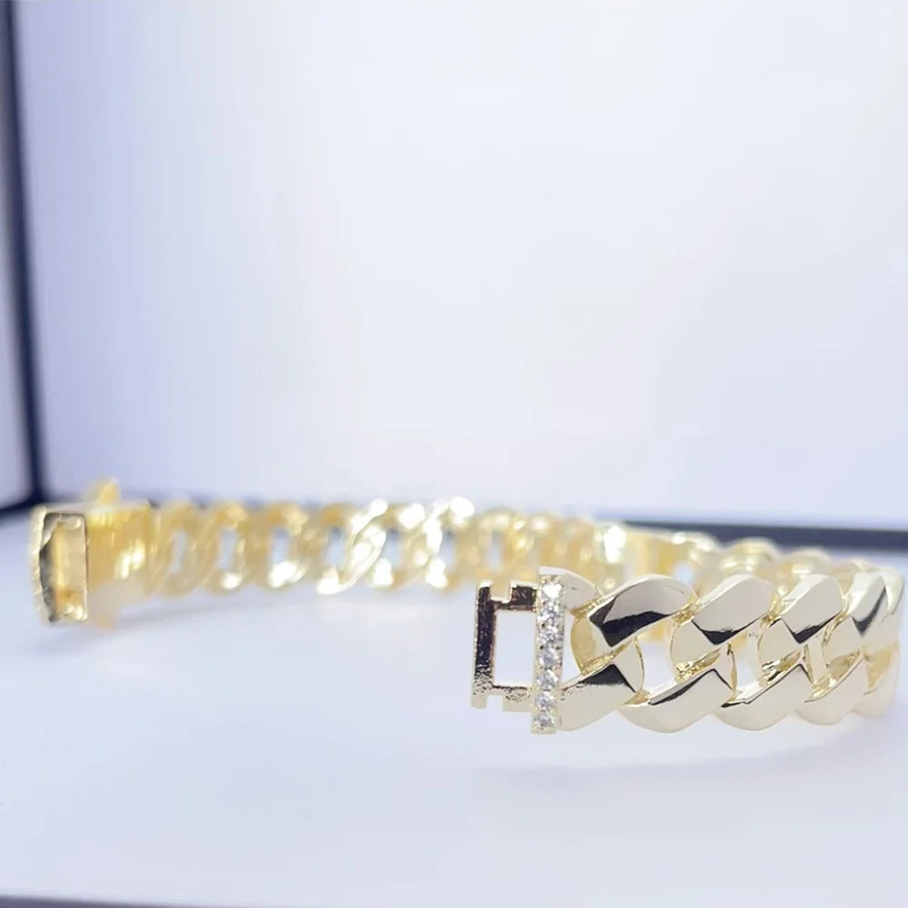 Pulsera Cubana Monaco Hip Hop – Chapada en Oro 14K | Hombre y Mujer