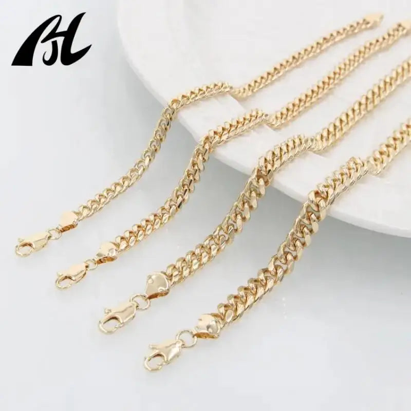 Pulsera Cadena Serpiente Cubana – Oro Laminado Hip Hop | Hombre y Mujer