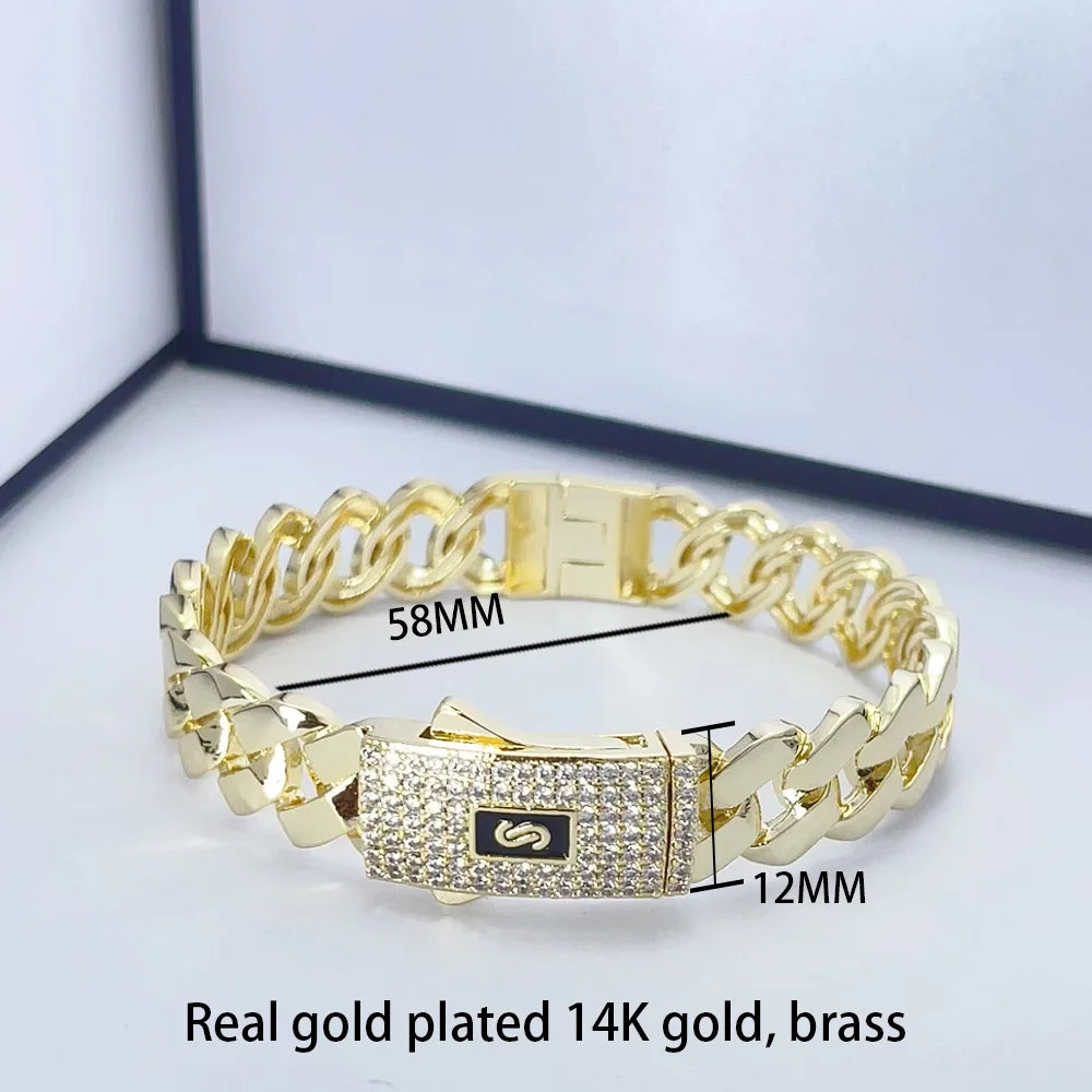 Pulsera Cubana Monaco Hip Hop – Chapada en Oro 14K | Hombre y Mujer