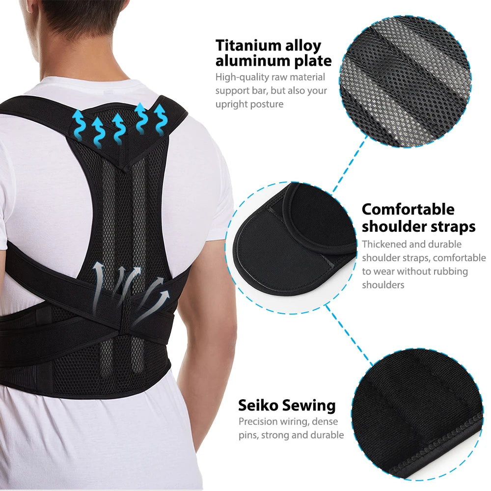 Corrector de Postura Ajustable – Escoliosis y Espalda Encorvada