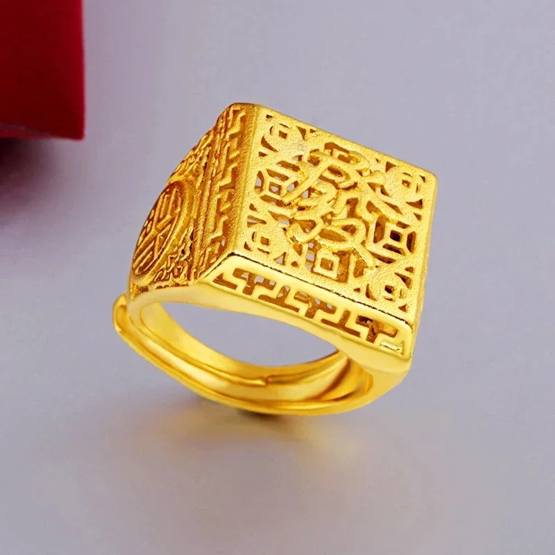 Anillo Águila Ajustable – Chapado en Oro Puro | Hombre y Mujer