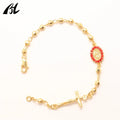Pulsera Rosario Tricolor – Oro Laminado 14K | Joyería Religiosa Católica