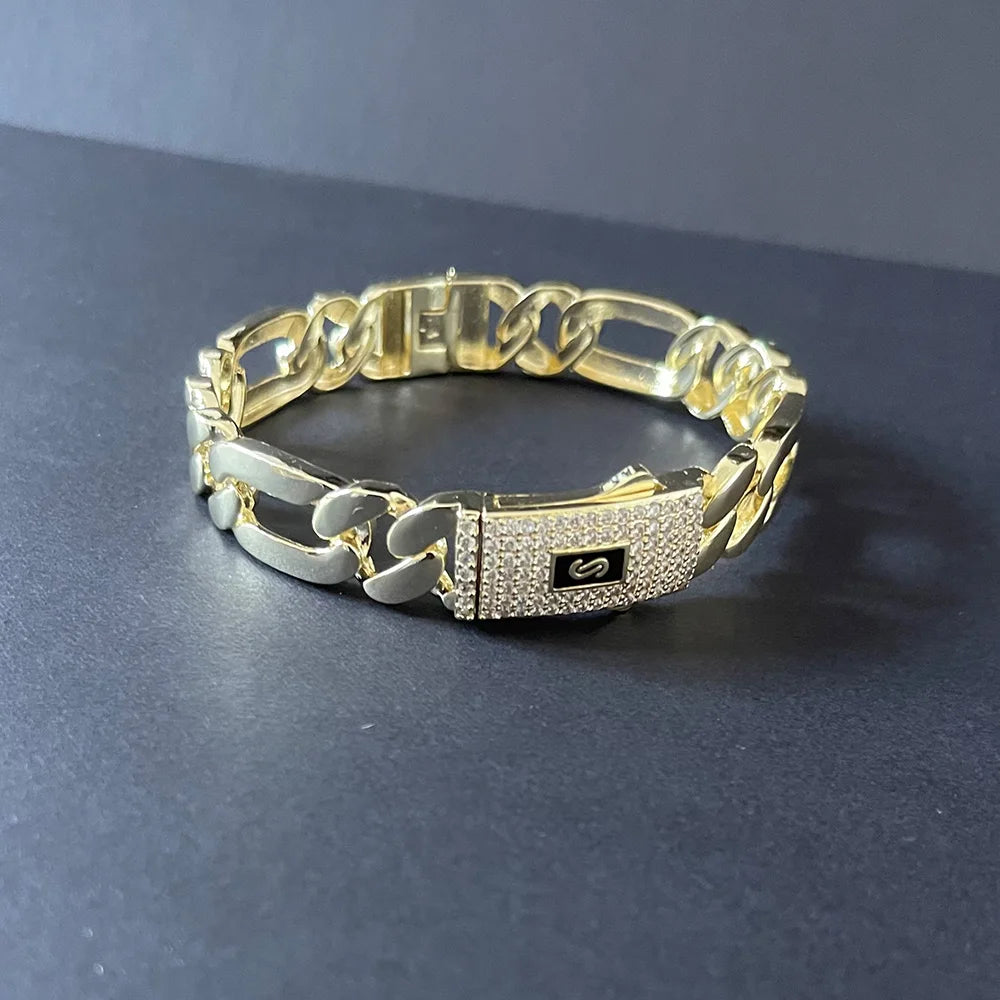 Pulsera Cubana Monaco Hip Hop – Chapada en Oro 14K | Hombre y Mujer