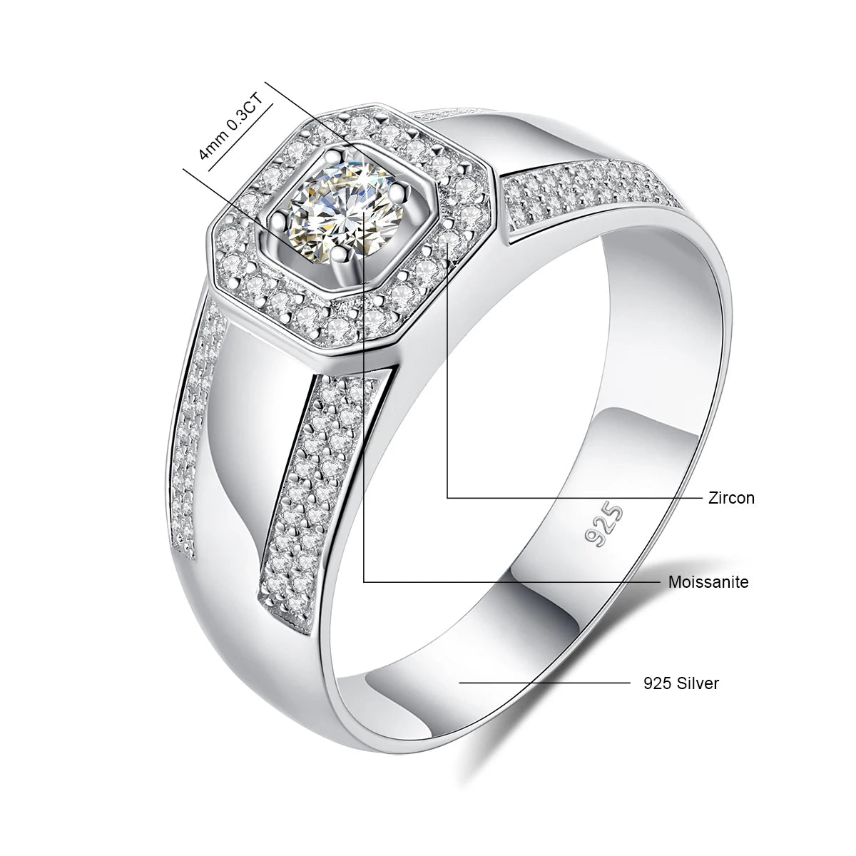 Anillo de Moissanita 1 Quilate – Plata de Ley 925 con Certificado | Regalo de Lujo