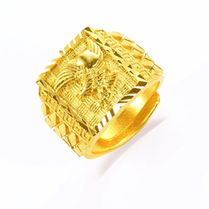 Anillo Águila Ajustable – Chapado en Oro Puro | Hombre y Mujer