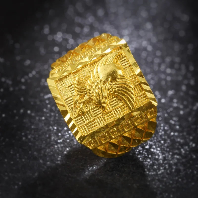 Anillo Águila Ajustable – Chapado en Oro Puro | Hombre y Mujer
