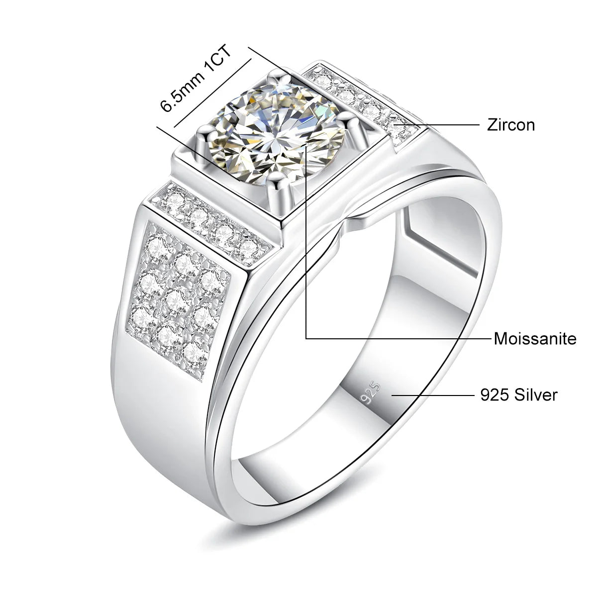 Anillo de Moissanita 1 Quilate – Plata de Ley 925 con Certificado | Regalo de Lujo