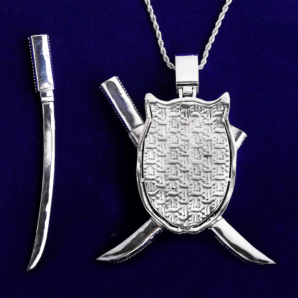 Colgante con letra de burbuja Ninja Edición Limitada Oro Blanco, colgante para collar para hombre, joyería de rapero de circonia cúbica 5A
