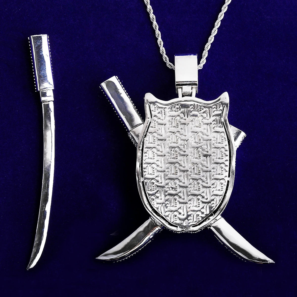 Colgante con letra de burbuja Ninja Edición Limitada Oro Blanco, colgante para collar para hombre, joyería de rapero de circonia cúbica 5A