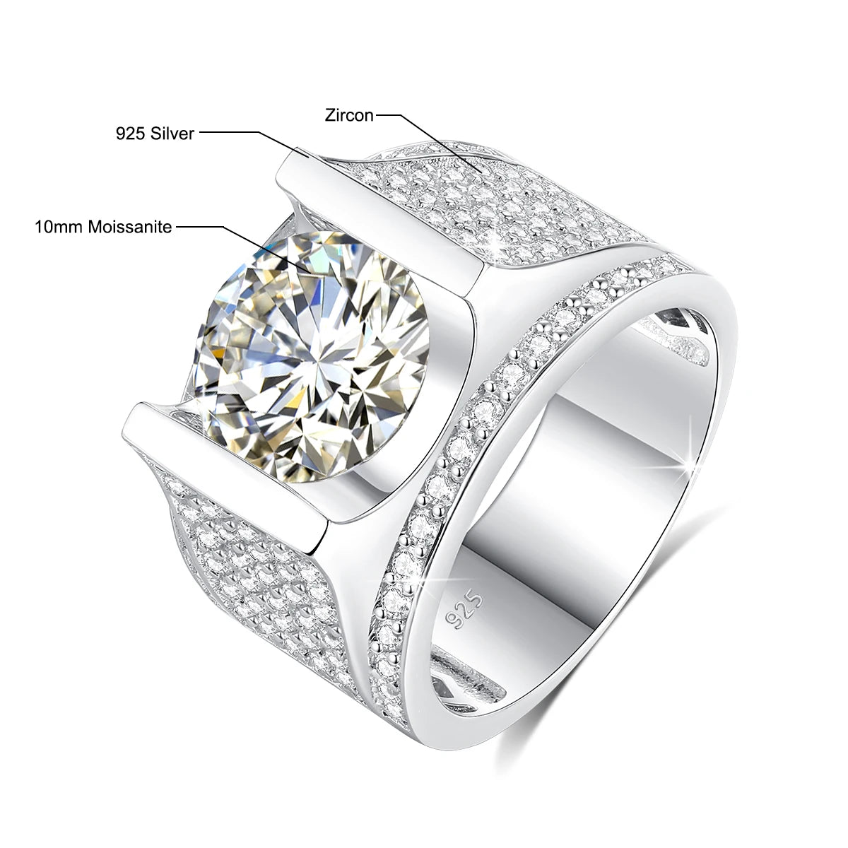 Anillo de Moissanita 1 Quilate – Plata de Ley 925 con Certificado | Regalo de Lujo