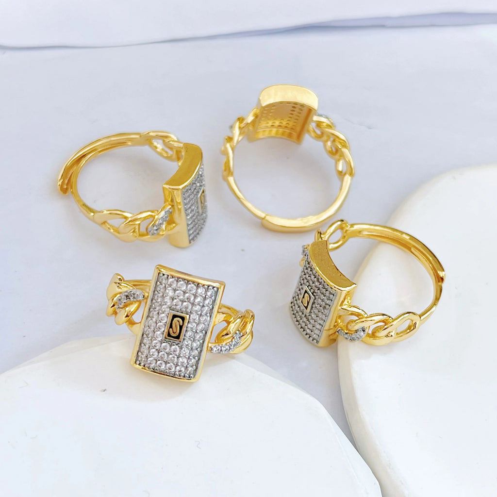 Set Joyería Laminada Oro 14K – Pendientes Mónaco Elegantes + Anillo Ajustable