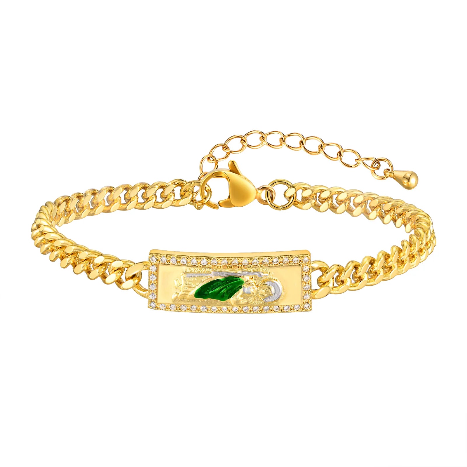 Pulsera San Judas Tadeo – Eslabones Ajustables Oro Laminado | Joyería Religiosa