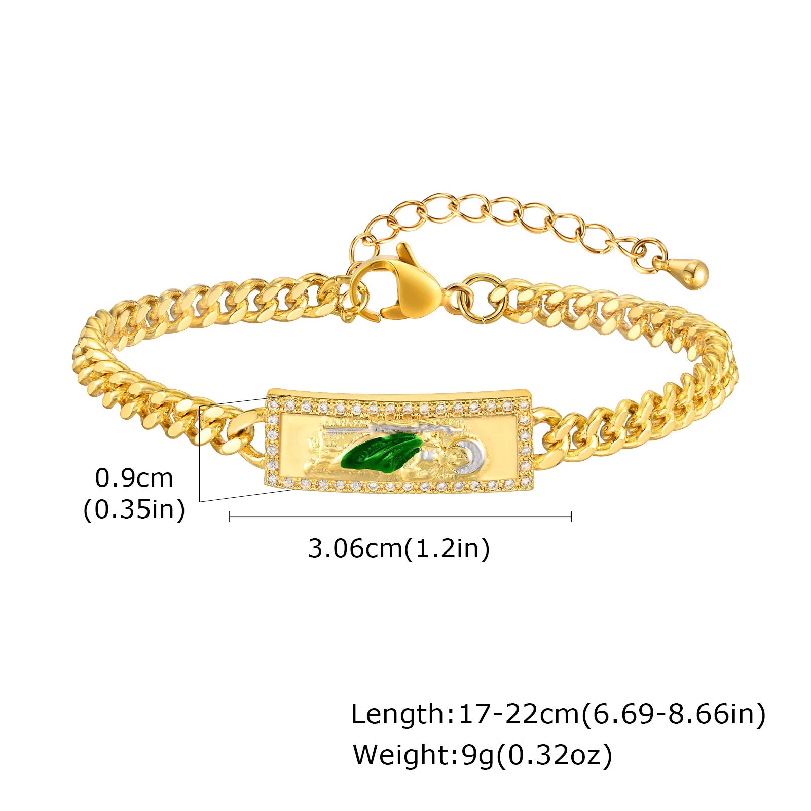 Pulsera San Judas Tadeo – Eslabones Ajustables Oro Laminado | Joyería Religiosa