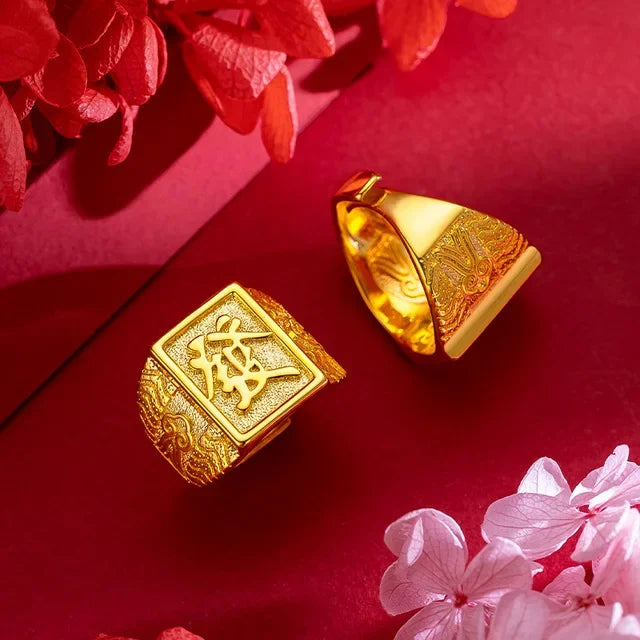 Anillo Águila Ajustable – Chapado en Oro Puro | Hombre y Mujer